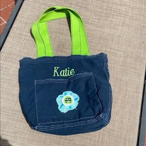 Thirty-One Navy and Lime Green Kids Tote